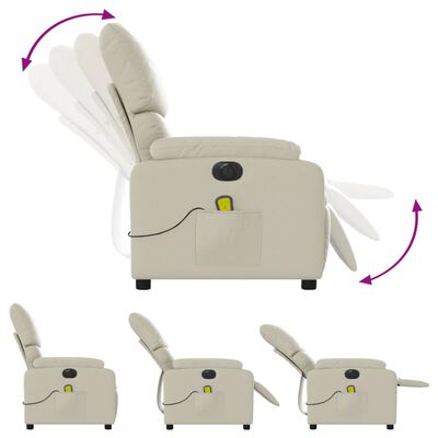 vidaXL Električni masažni naslanjač krem umetno usnje