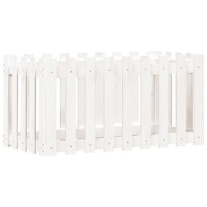 vidaXL Vrtna visoka greda z ograjico bela 100x50x50 cm trdna borovina