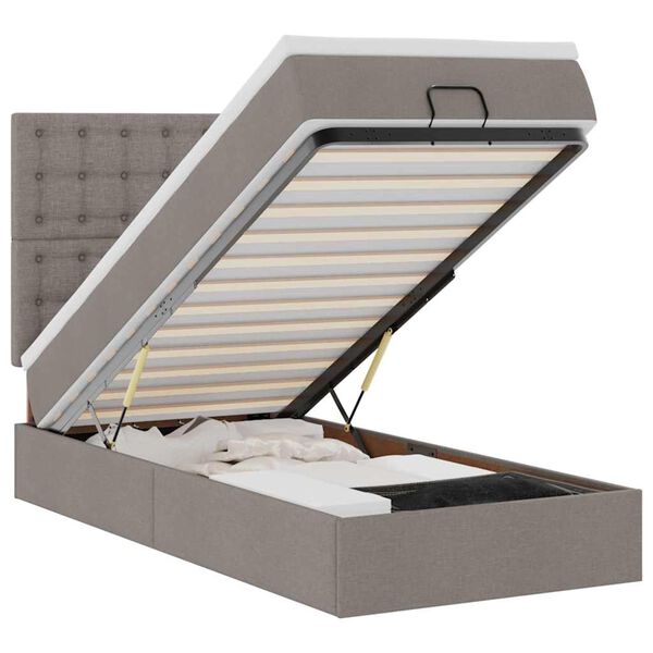 vidaXL Otomanski posteljni okvir z vzmetnico taupe 90x190 cm blago