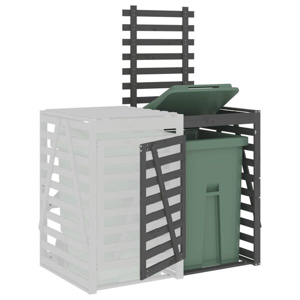 vidaXL Podaljšek lope za smetnjak siva trdna borovina