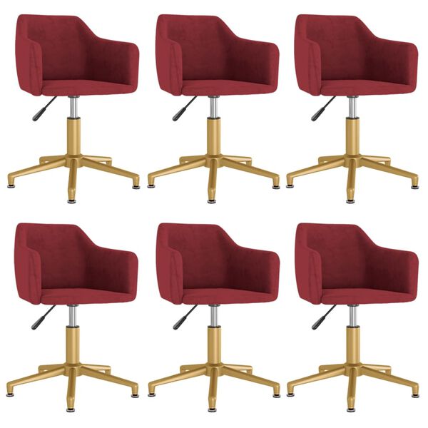 vidaXL Vrtljivi jedilni stoli 6 kosov vinsko rdeč žamet