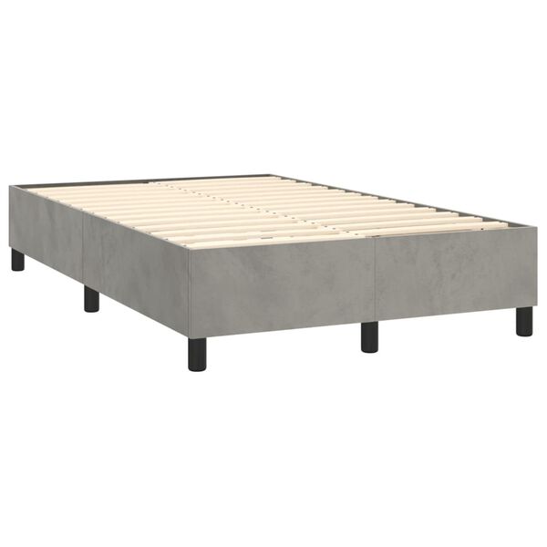 vidaXL Box spring postelja z vzmetnico svetlo siva 120x190 cm žamet