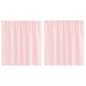 vidaXL Voile zavese z zankami 2 kosa svetlo roza 140x140 cm