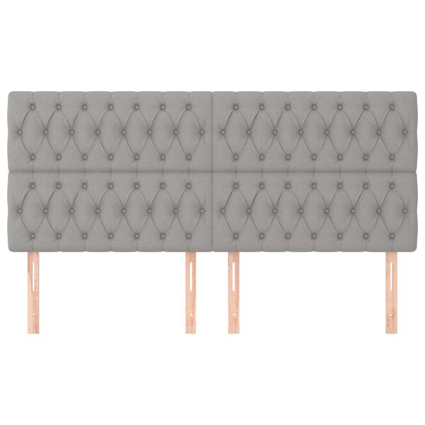 vidaXL Vzglavje za posteljo svetlo sivo 180x7x118/128 cm blago