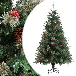 vidaXL Novoletna jelka s storži zelena 150 cm PVC in PE