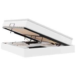 vidaXL Postelja z dodatnim prostorom za shranjevanje in vzmetnico Bela