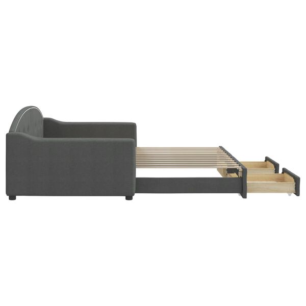 vidaXL Izvlečna dnevna postelja s predali temno siva 100x200 cm blago