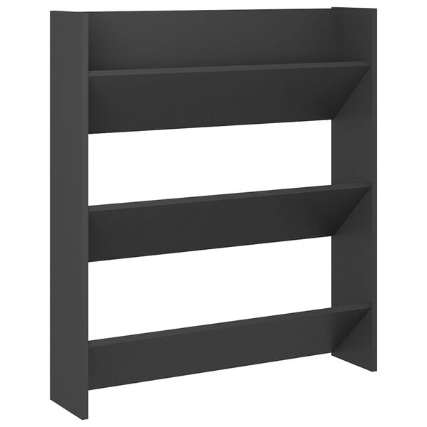 vidaXL Stenska omara za čevlje siva 80x18x90 cm iverna plo&scaron;ča