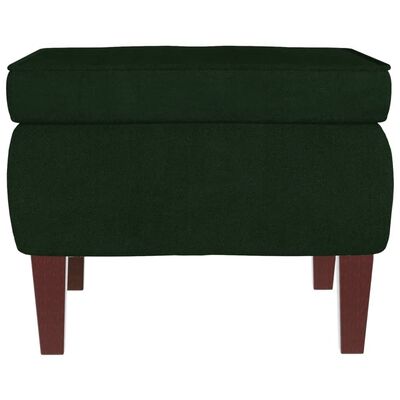 vidaXL Gugalni stol z lesenimi nogami in stolčkom temno zelen žamet