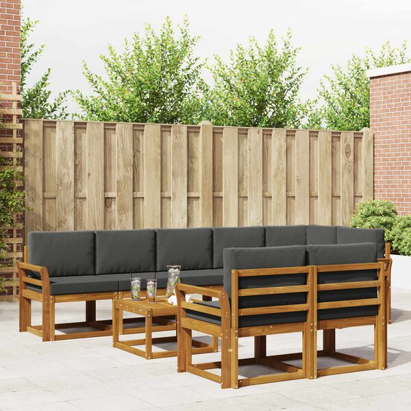 vidaXL Zunanja garnitura za sedenje 9 pcs Naravna in antracitna