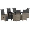 vidaXL Komplet za jedilnico v vrtu z blazino 7 pcs Siva Poly ratan