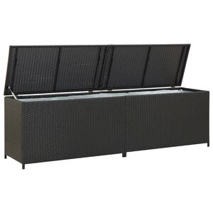 vidaXL Vrtna &scaron;katla za shranjevanje poli ratan 200x50x60 cm črna