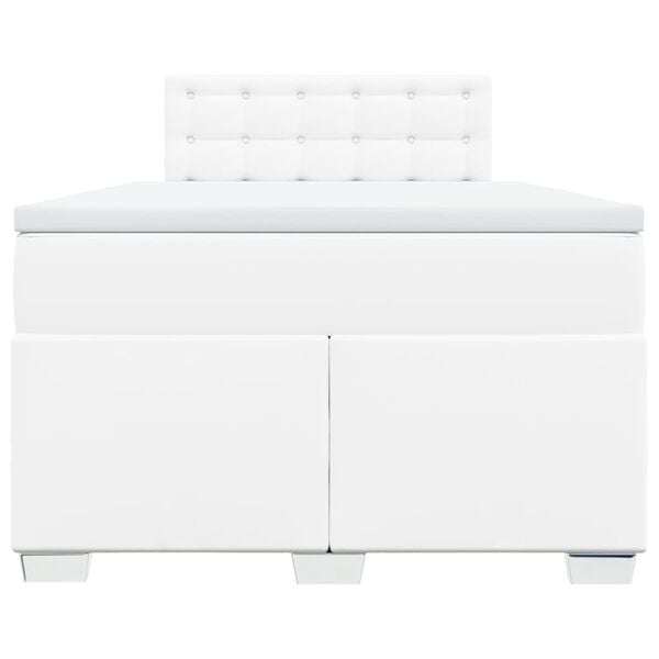 vidaXL Box spring postelja z vzmetnico bel 120x200 cm umetno usnje