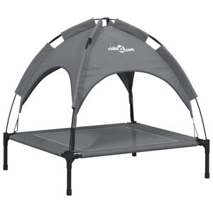 vidaXL Pasja postelja s streho antracit oxford tkanina in jeklo