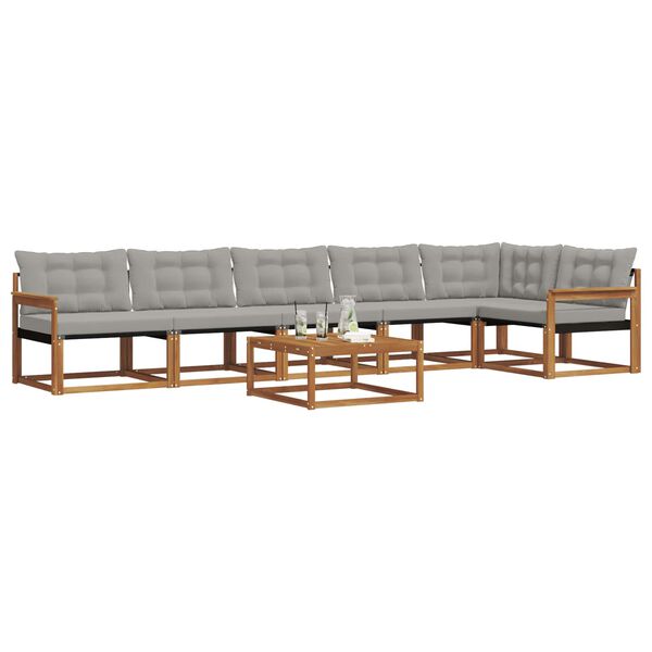 vidaXL Zunanja garnitura za sedenje 7 pcs Naravna in svetlo siva