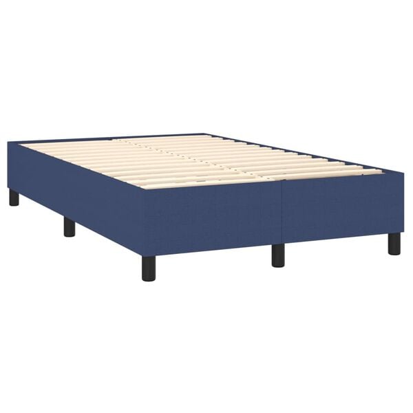 vidaXL Box spring postelja z vzmetnico moder 120x200 cm blago