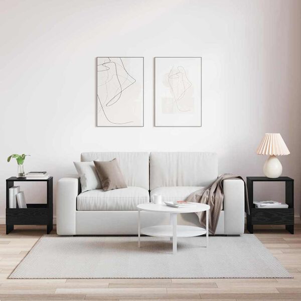 vidaXL Regal za revije 2 pcs Črna Orehovina 35 x 30 x 45 cm