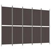 vidaXL Paravan 5-delni rjav 250x180 cm blago