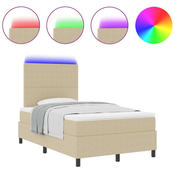 vidaXL LED Box Spring Postelja Svetlo siva in bela. 120 x 200 cm