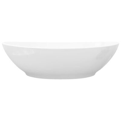 vidaXL Razkošni keramični umivalnik ovalne oblike bel 40x33 cm