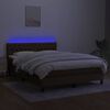 vidaXL Box spring postelja z vzmetnico LED temno rjava 140x190cm blago