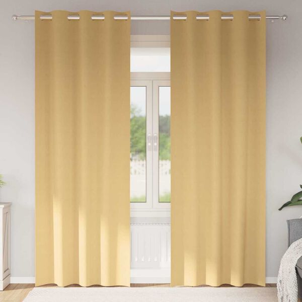 vidaXL Zavese za zatemnitev z obroči 2 pcs Bež 225 x 140 cm Poliester