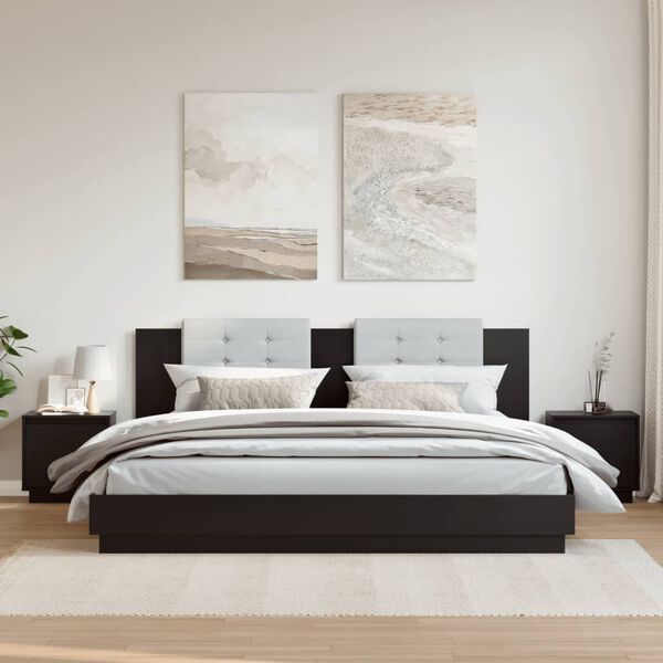 vidaXL Nočna omarica 2 kosa črna 40x30x40 cm trdna borovina