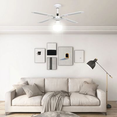 vidaXL Stropni ventilator z lučjo 106 cm bel