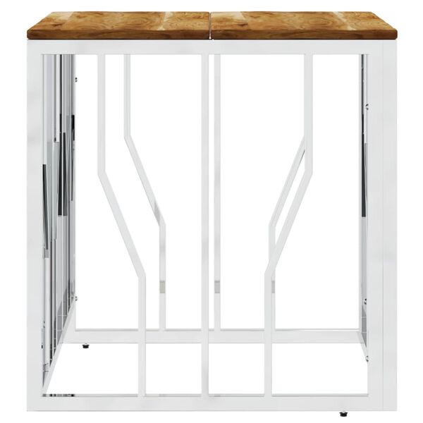 vidaXL Klubska mizica nerjaveče jeklo in trden akacijev les