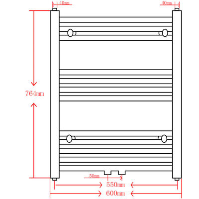 Kopalniški cevni radiator za centralno ogrevanje raven 600x764 mm črn