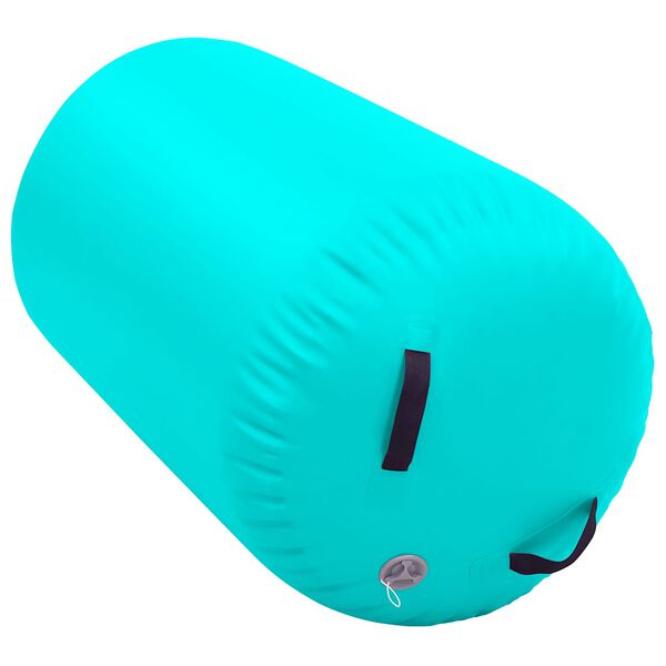 vidaXL Napihljiv gimnastični valj s tlačilko 100x60 cm PVC zelen