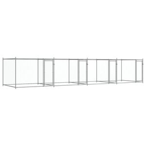 vidaXL Pasji boks z vrati siv 8x2x1,5 m pocinkano jeklo