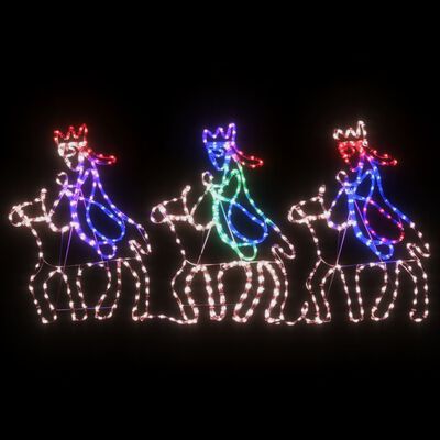 vidaXL Božična figura sveti trije kralji 504 LED lučk 70x50 cm