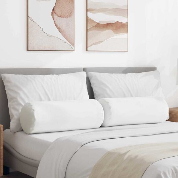 vidaXL Blazine 2 pcs Bela Ø 25 x 70 cm blago