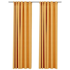 vidaXL Zatemnitvene zavese z obe&scaron;ali 2 kosa rumene 140x245 cm