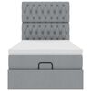 vidaXL Otomanska postelja z vzmetnico & LEDs svetlo siva 90x200 cm