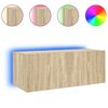 vidaXL Stenska TV omarica z LED lučkami sonoma hrast 80x35x31 cm