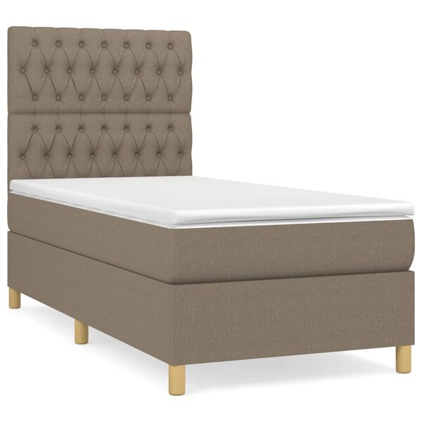 vidaXL Box spring postelja z vzmetnico taupe 90x200 cm blago