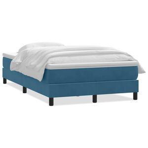 vidaXL Box spring postelja z vzmetnico temno modra 120x210 cm žamet