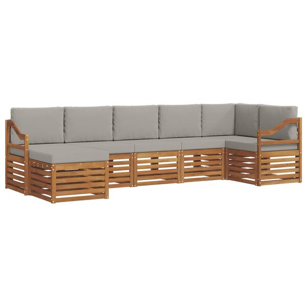 vidaXL Sedežne garniture z blazino 7 pcs Naravna in svetlo siva