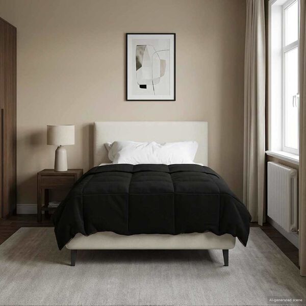 vidaXL Polna celoletna prevleka Črna 140 x 200 cm Mikrovlakna