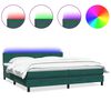 vidaXL Box spring postelja z vzmetnico LED temno zelena 180x220 cm žamet