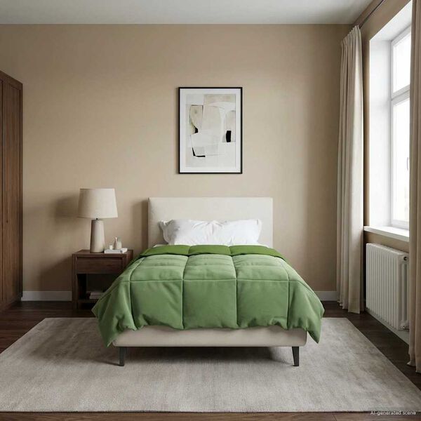 vidaXL Polna celoletna prevleka Zelena 135 x 200 cm Mikrovlakna