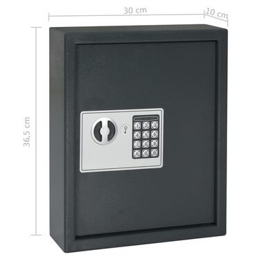 vidaXL Sef za ključe temno siv 30x10x36,5 cm