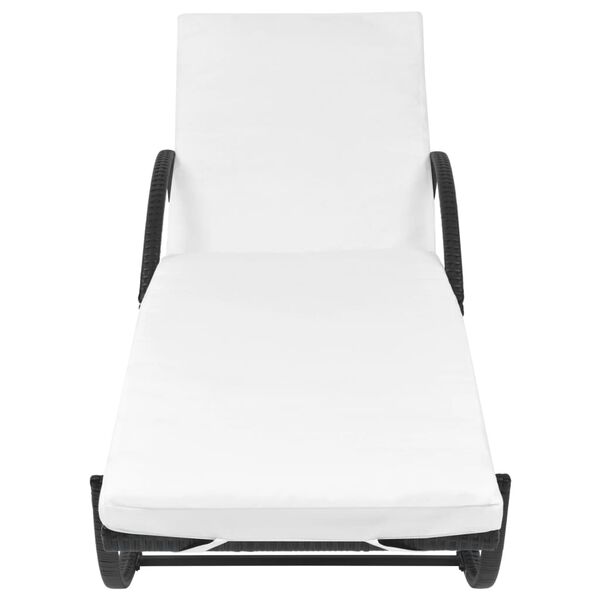 vidaXL Ležalnik z blazino poli ratan črn