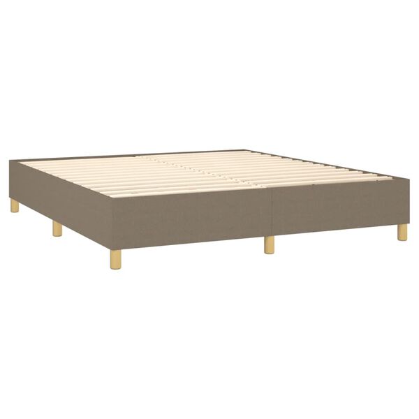vidaXL Box spring postelja z vzmetnico taupe 200x200 cm blago