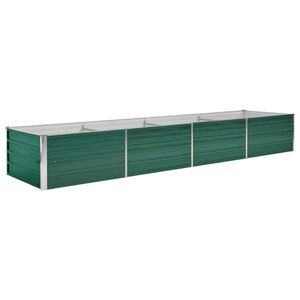 vidaXL Visoka greda iz pocinkanega jekla 320x80x45 cm zelene barve