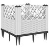 vidaXL Cvetlično korito z zatiči belo 43,5x43,5x43,5 cm PP