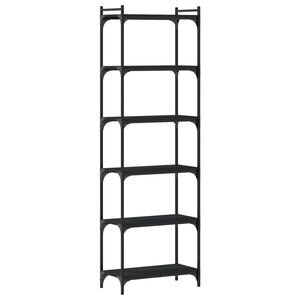 vidaXL Knjižna omara 6-nadstropna črna 60x30x188 cm inženirski les