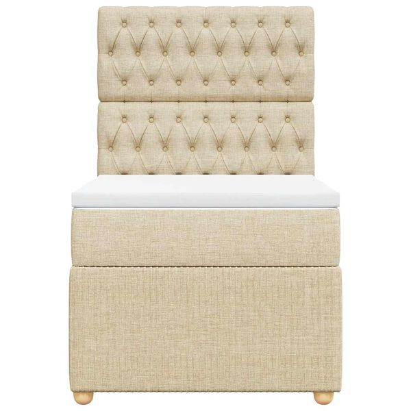 vidaXL Box spring postelja z vzmetnico krem 90x190 cm blago